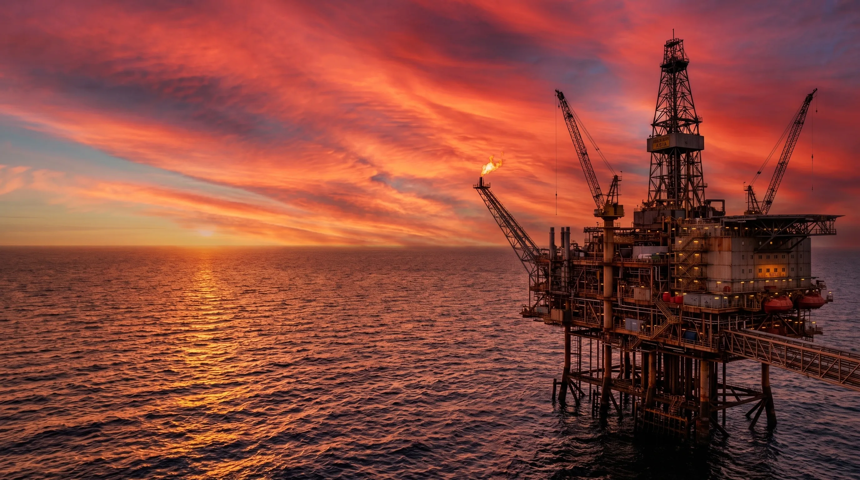 Offshore Oil Rig at Sunset
